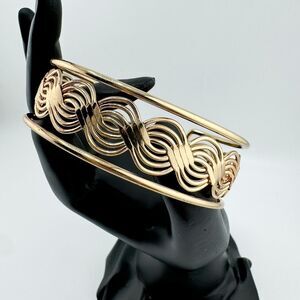 Vintage Swirl Cuff Bracelet Minimalist Modern Weave Coquette Whimsy Retro